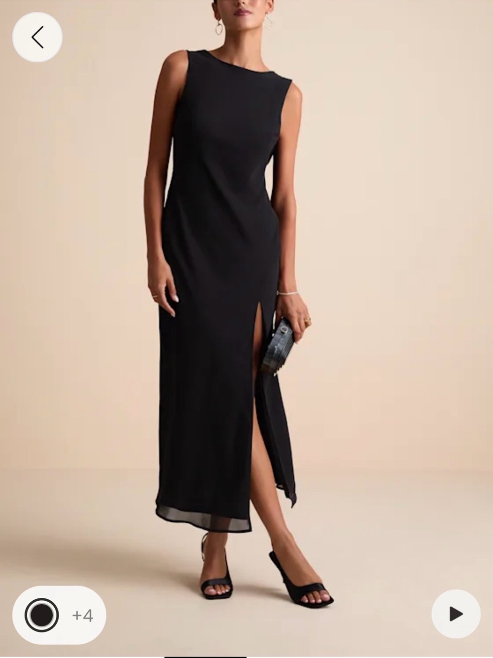 Lulu's Black Sleeveless Midi Dress with Thigh Slit